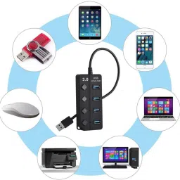 FKU USB 3.0 Hub 4 Port High Speed Multi Splitter Power Adapter Switch USB Adapter image 5