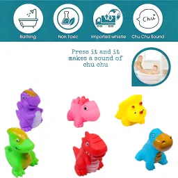 babro Bucket with Bath Aquatic Dinosaur Chu Chu Toy Set with 3 Pcs Rattle Toy Set Rattle image 3