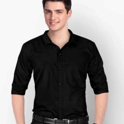 Men Slim Fit Solid Spread Collar Casual Shirt-image-17