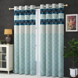 213 cm (7 ft) Jacquard Room Darkening Door Curtain (Pack Of 2)-image-26