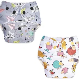 Reusable Button Diaper Multi Color Pack of 2 Diaper & 2 Black 5 layer Insert-18