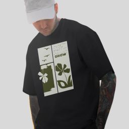 Men Printed Round Neck Polycotton Black T-Shirt-image-91