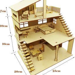 Wooden Doll House for Girls with Furniture, Dollhouse for Kids, Girls and Boys with Open air Gym-108 PIECES-12
