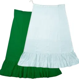 Belizs BE Dark Spring Green & Off White Combo Pure Cotton Petticoat-image-38