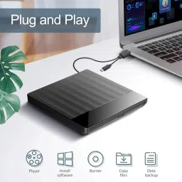 FKU SET OF 2 External CD DVD Drive, USB 3.0 with Type C Portable External DVD Writer image 3
