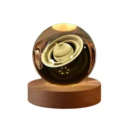3D Saturn Crystal Ball Night Lamp With Led Wooden Base,USB Cable_L1009 Night Lamp-image-64