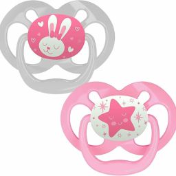 Advantage Glow in The Dark 2 Piece Stage 2 Pacifie (Pack of 2, Pink) Soother-image-58