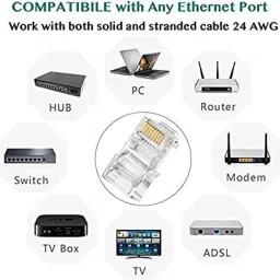 Buyyart 50 Sets Network Jack Plug of RJ45 Connectors Network Interface Card image 3