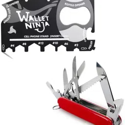 WErFIT 13 in 1 Stainless Steel Multi Functional Swiss Knife with 18 in 1 Wallet Ninja Survival Knife-10
