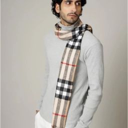 Geometric Print Poly Wool Men Black Scarf-14