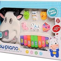 Multicolor Musical Cow Piano Toy with Flashing Light-image-94