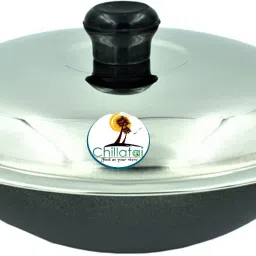 Non-Stick Aluminium Appachatti / Appa kadai with Stainless Steel Lid / Appachatty with Lid 1 L capacity 22 cm diameter-picture-8