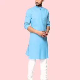 Men Solid Cotton Blend Straight Kurta-image-93
