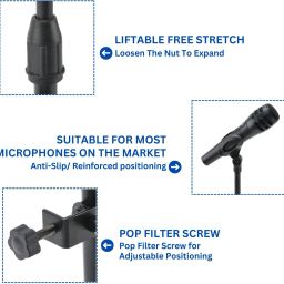 moxly Table Mic Stand with Mic & Pop Filter Table Top Stand image 3