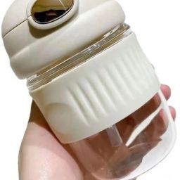 Adorable Rabbit Double Drinking Cup – Glass Mug with Straw & Lid | Portable 390 ml Water Bottle-image-19