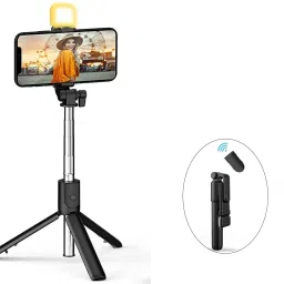Wanzhow Tripod Stand with Led Fill Light & Wireless Remote Extendable Selfie Stick Monopod, Tripod, Tripod Kit-6