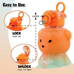 karioxcraft Push Button Open Teddy Water Sipper Bottle with Stickers and Adjustable Strap 850 ml Water Bottle image 4