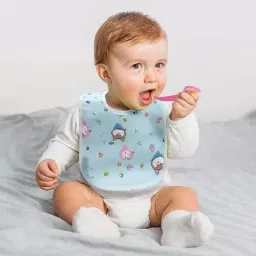 smilykid Baby Button Bibs Apron for Feeding and Drooling Button Double Layered Waterproof image 2