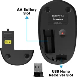 ZEBRONICS Zeb CHEETAH Wireless mouse with 1600 DPI, High accuracy, Ergonomic design Wireless Ambidextrous Optical Mouse image 3