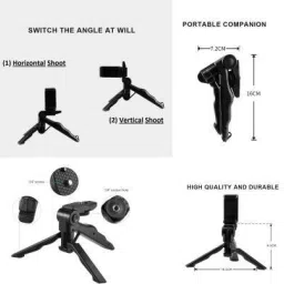 Designbase Mini Photography Tripod with Microphone for Vlogging Youtube Voice & Video Tripod Kit image 2