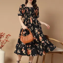 Women Fit and Flare Multicolor Midi/Calf Length Dress-image-88