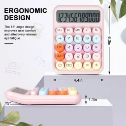 toyshala New Colorful Mechanical Cute 12 Digit Large LCD Display for School Office etc Colorful Calculator Easy to Press use with AA battery FinancialCalculator image 3