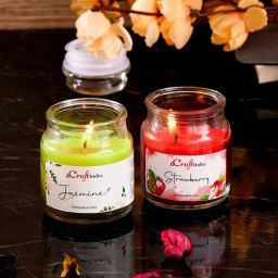 ecraftindia Strawberry & Jasmine Red Wax (Set of 2) Scented Jar Candles-picture-40
