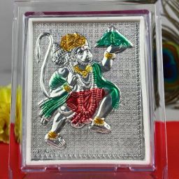 999 Silver Hanuman Ji Divine God Photo Frame for Home & Car Dashboard Decorative Showpiece-11 cm-image-119