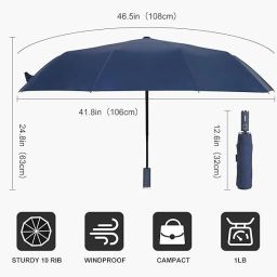 xbey Windproof Collapsible 10 RIBS Auto Open & Close Folding Umbrella Umbrella image 2