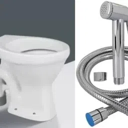 Western Toilet Premium Ceramic EWC Toilet Seat STrap Commode(without Seat Cover) with Jaguar Type Health Faucet Floor mount Western Toilet/Commode/Water Closet Western Commode-15