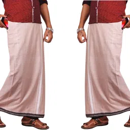 Prakasam Cotton Thalapathi (Flexi) Adjustable 2 Way Pocket (Right/ Left) Readymade Purple Solid Women Dhoti-image-4