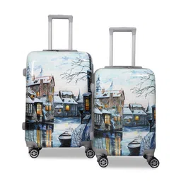 Polo Class Set of 2 Blue & White Printed Hard-Sided Medium Trolley Suitcase-image-68