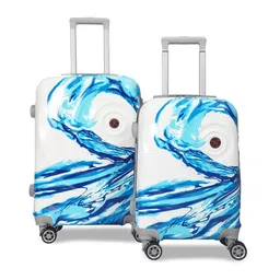 Polo Class Set Of 2 Blue Printed Hard-Sided Medium Trolley Suitcase-image-6