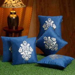 hosta homes Blue Velvet Abstract 16X16 Inches Cushion Covers (5Pcs)-picture-8