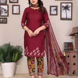 Unstitched Crepe Salwar Suit Material Floral Print, Paisley-image-8