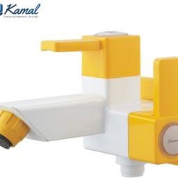 kamal Two way Bib Tap Arezzo with Wall Flange PTMT Plastic Faucet Twin Elbow Valve Faucet-picture-11