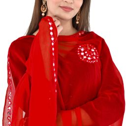 Chiffon Embellished Red Women Dupatta-image-6