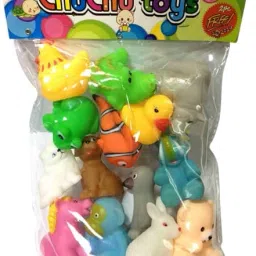 Baby Bath Toy Set of 12 Pieces Chu Chu Colored Animal Shape Toy Bath Toy Bath Toy-3