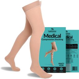 Medical Compression Stockings Thigh Length Nylon78%&Spandex22% For Men&WomenXXL Knee Support-image-0