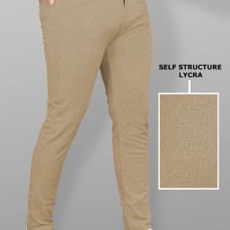 Men Slim Fit Khaki Lycra Blend Trousers-image-78