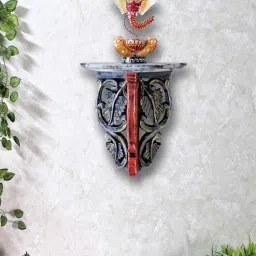 disoo fashions Red & Grey Colour Handcarved Solid Wood Floating Wall Shelf With Leaf Design-picture-47