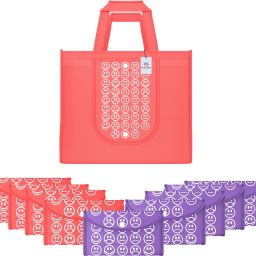 Pack of 10 Smile Foldable Grocery/Shopping Bags For Women | Red & Purple-image-19