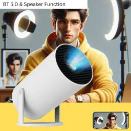 SACRO Smart Projector for Home 4K Support Rotabable Design withApp Netflix,YouTubeZ217 (4500 lm / 1 Speaker / Wireless / Remote Controller) Portable Projector-picture-2