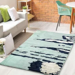 saral home Grey Abstract Cotton 5 ft x 7 ft Machine Made Carpet-picture-2