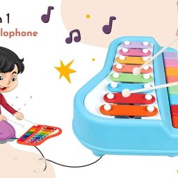 2 in 1 Musical Xylophone & Piano Kids-Educational Instrument Non-Battery-(Big)-image-47