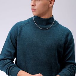the indian garage co. Men Solid High Neck Green Sweater-picture-46
