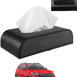 Black Tissue Holder Leatherite/Include Tissue/Save Space For Home/Car/Office-134 Vehicle Tissue Dispenser-image-6