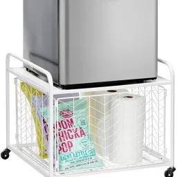 36790 Steel 2-Tier Storage Stand for Mini Fridge, Rolling Cart with Easy Iron Kitchen Trolley-28