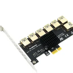 Etzin PCIE 1 to 7 USB 3.0 Slot PCI-E PCI Express Riser Card 1x to 16x Adapter 4.5 inch pci-4