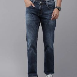 Men Straight Fit Mid Rise Blue Jeans-image-25